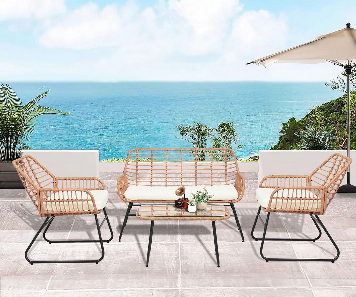 ZESTAW OGRODOWY TALAMANCA - antracytowy/kolor naturalny, Modern, tworzywo sztuczne/metal