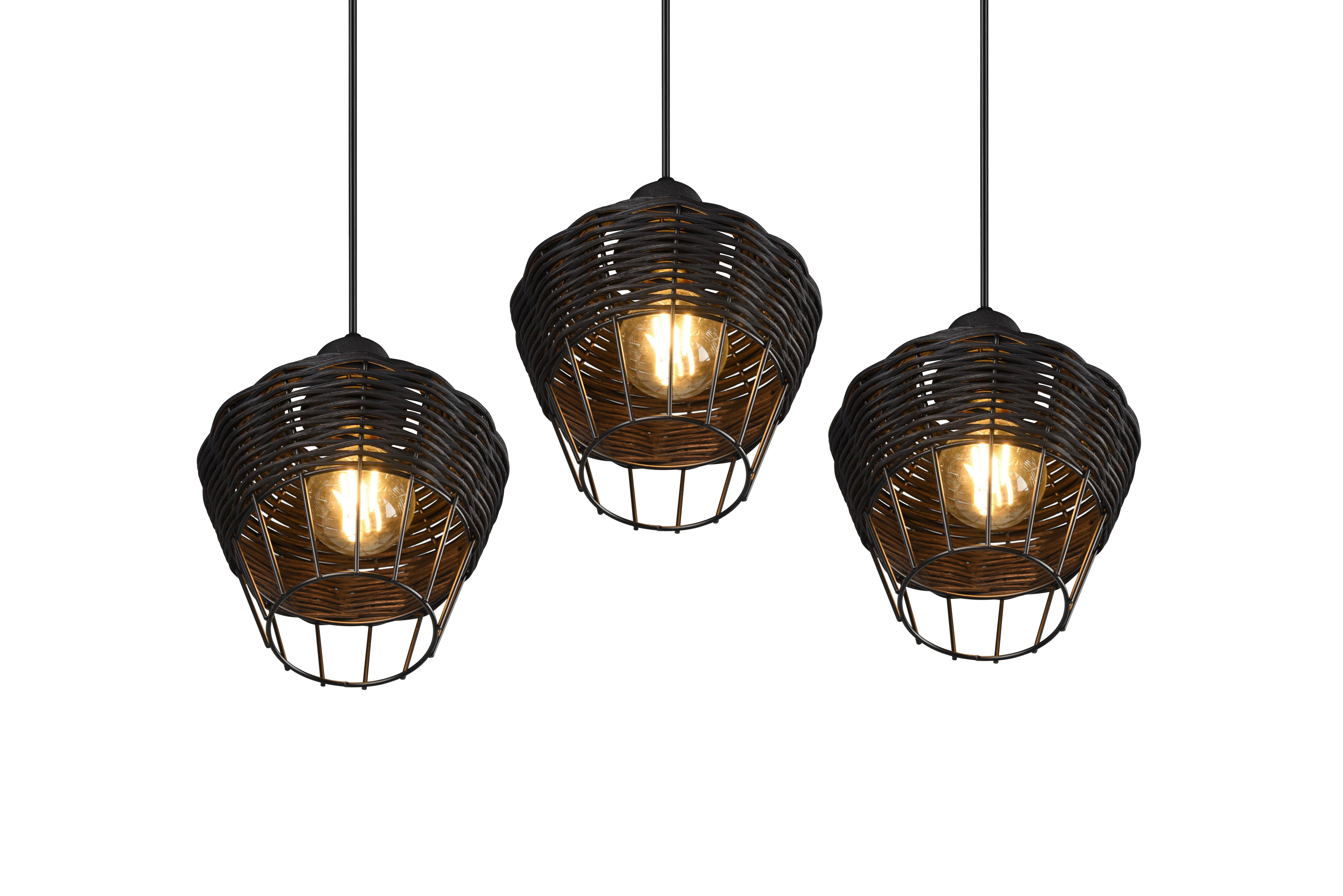 Pendelleuchte Borka Schwarz max. 40 Watt - Schwarz, ROMANTIK / LANDHAUS, Holz/Metall (41/150cm)
