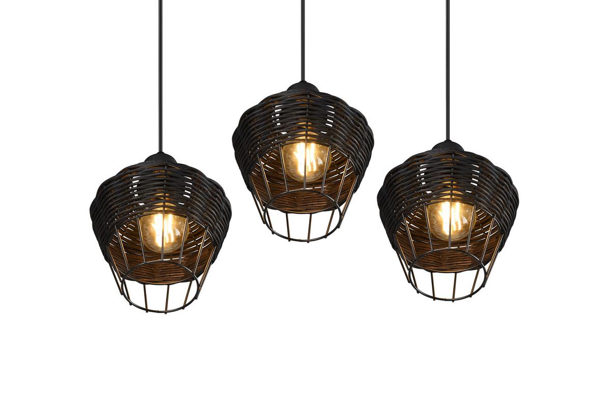 Pendelleuchte Borka Schwarz max. 40 Watt - Schwarz, ROMANTIK / LANDHAUS, Holz/Metall (41/150cm)