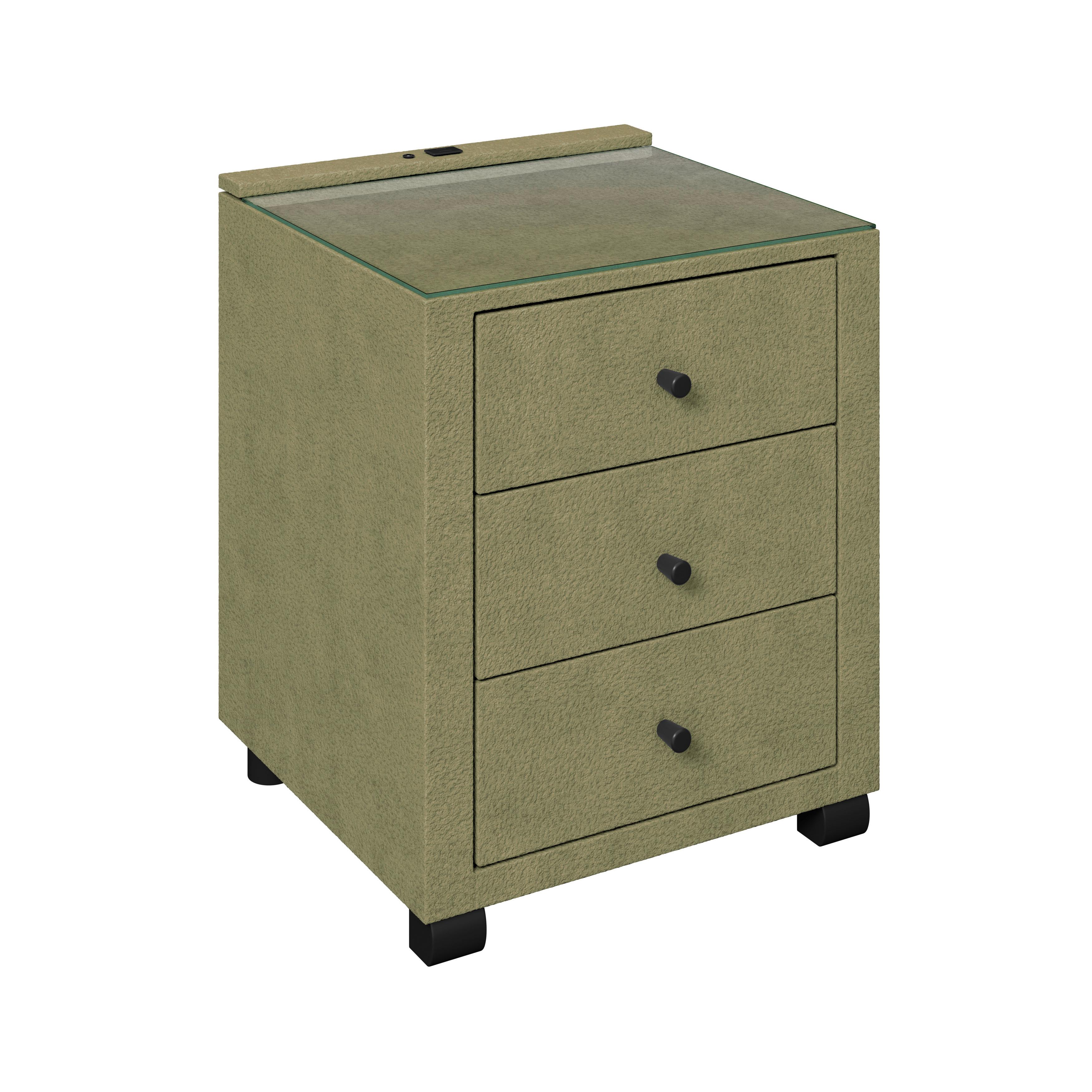 Noćni Ormarić Elysia - zelena, Trend, staklo/drvni materijal (48/68/45,5cm) - Premium Living