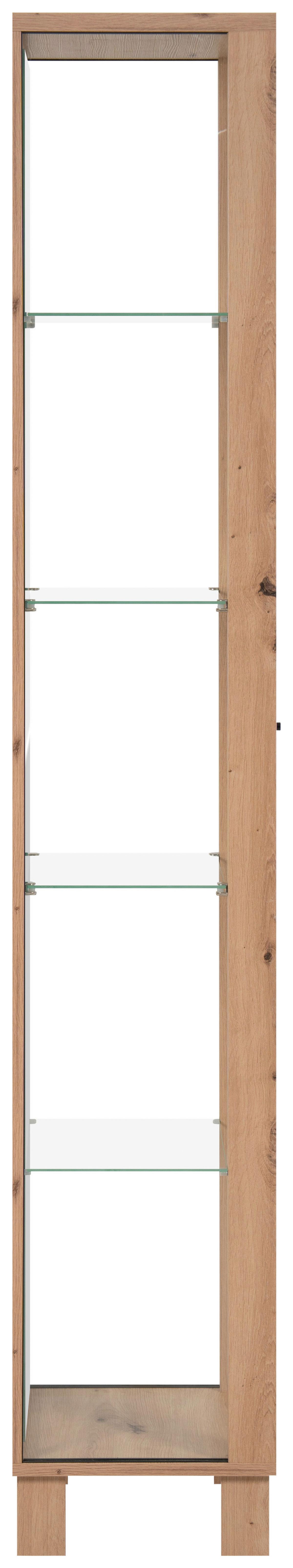 Vitrine Albi Eiche Artisan - Schwarz/Eiche Artisan, Modern, Glas/Holzwerkstoff (33/189/33cm) - Mömax