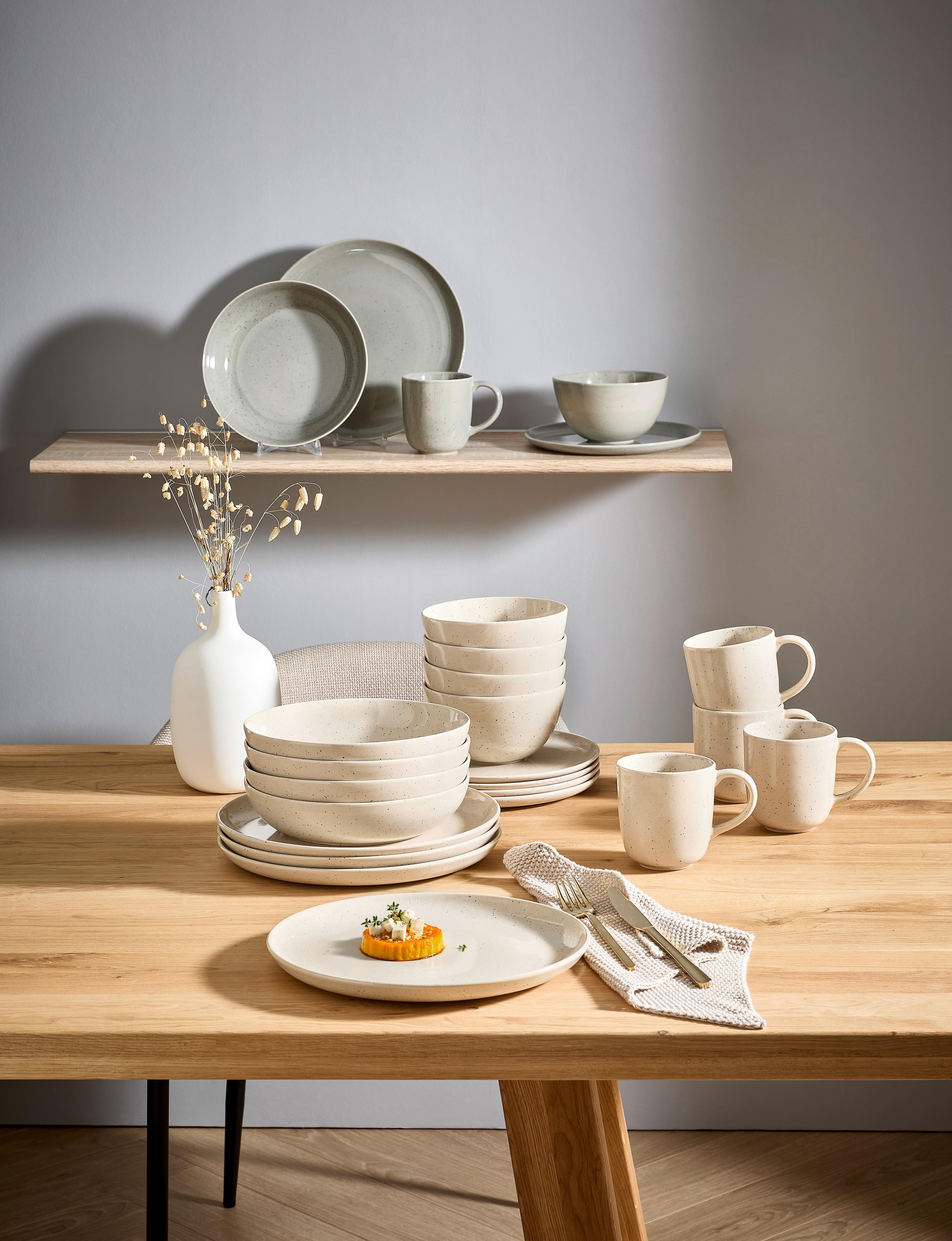 SERWIS OBIADOWO-ŚNIADANIOWY STILO SALINO - greige, Trend, ceramika (29,5cm) - ASA