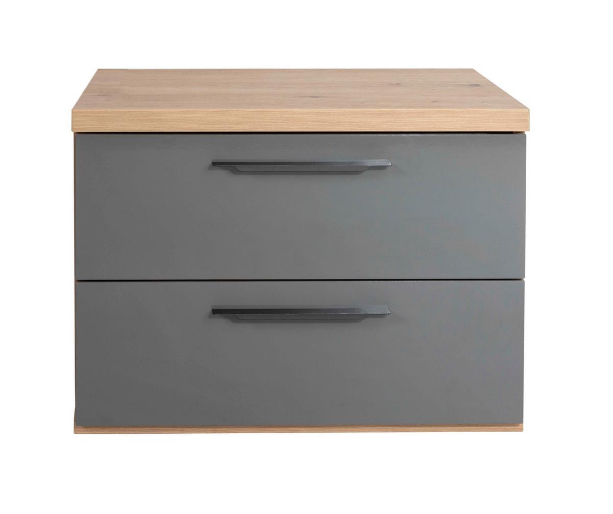 Noćni Stočić Sposami - siva visoki sjaj/crna, Moderno, metal/pločasti materijal (60/44/40cm) - Premium Living