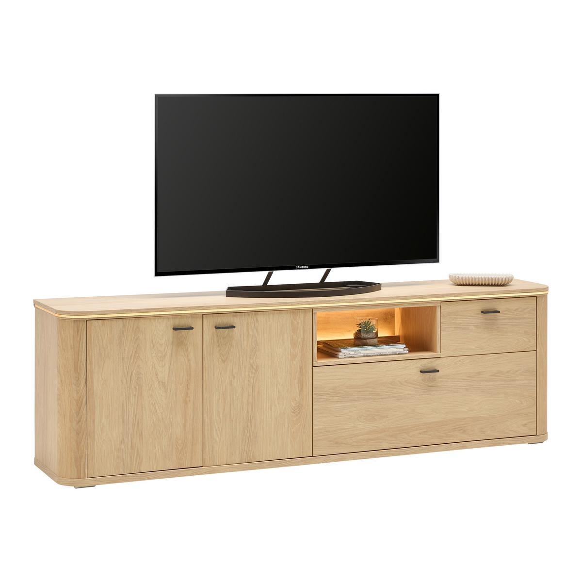 TV-Element Lagos Eichefarben - Eichefarben/Anthrazit, Modern, Holzwerkstoff/Kunststoff (210,2/65/42,5cm) - Premium Living