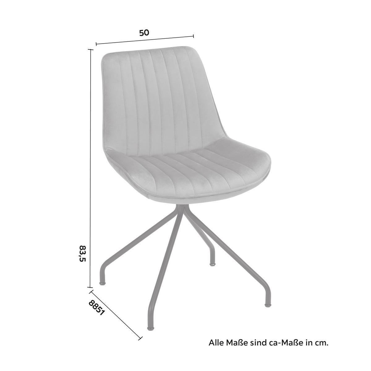 chaise aus Samt in Grau - gris/noir, Modern, métal/textile (50/83,5/51cm) - Mömax