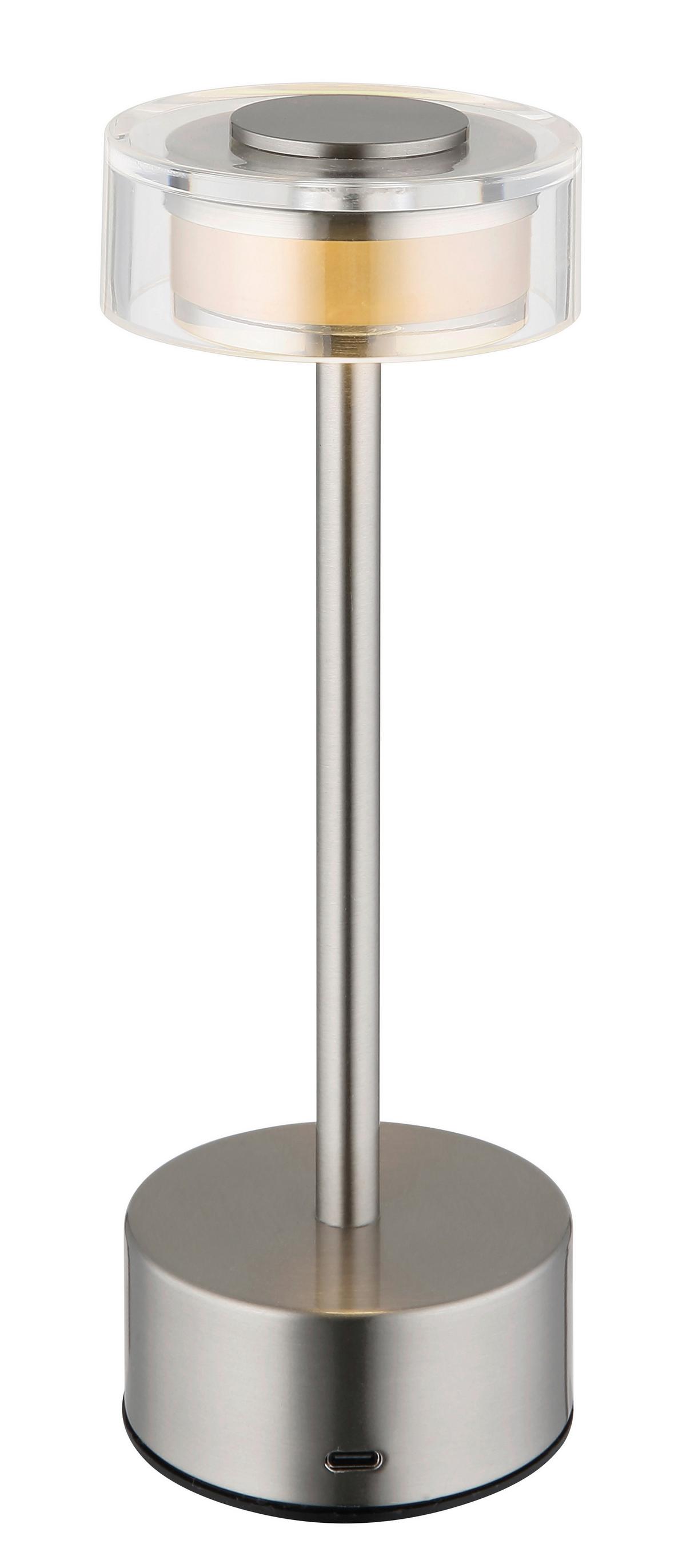 AKKU-TISCHLEUCHTE 21026N SHIRA - Klar/Opal, Design, Kunststoff/Metall (8/23,5cm) - Globo