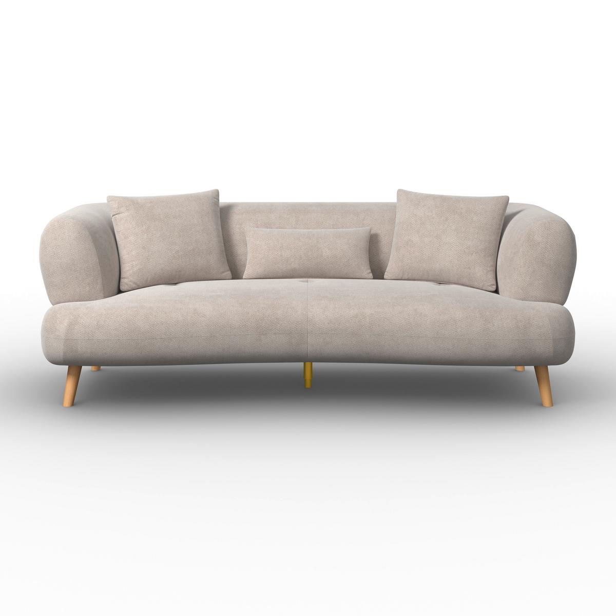Sofa Elisabeth Bouclé Beige - Beige/Naturfarben, MODERN, Holz/Textil (216/81/94cm) - Bessagi Home
