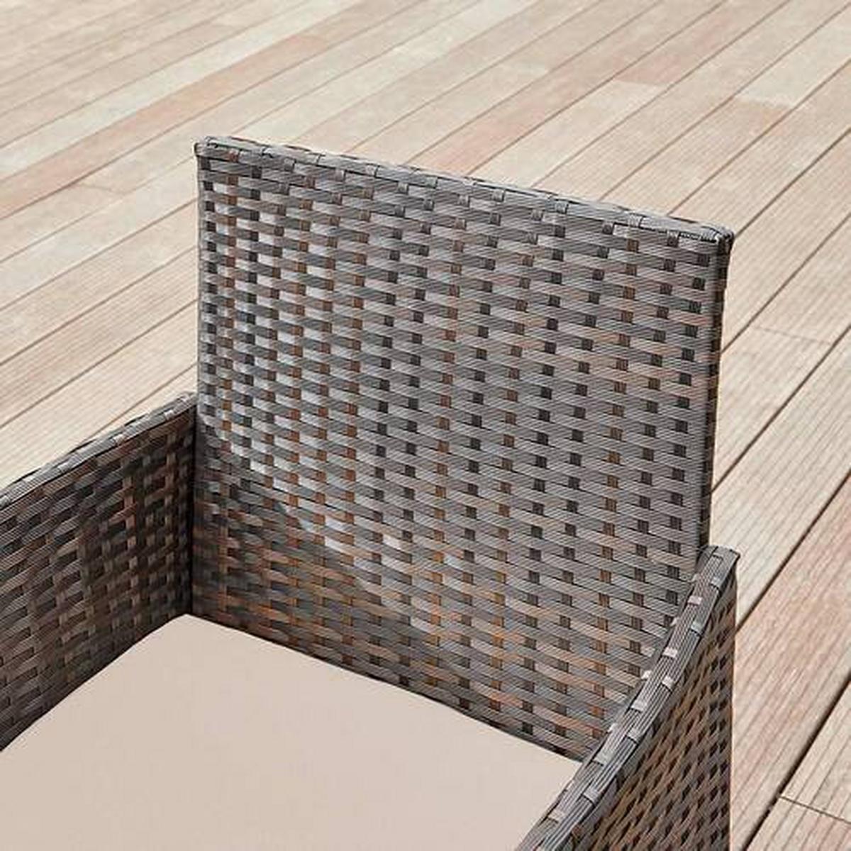 Gartenset Dunkelbraun/Beige, 4-teilig - Dunkelbraun/Beige, MODERN, Glas/Kunststoff - Modante