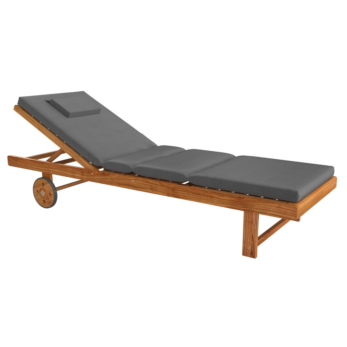 Șezlong Emma - gri închis, Modern, lemn/textil (201/85/74cm) - Mömax