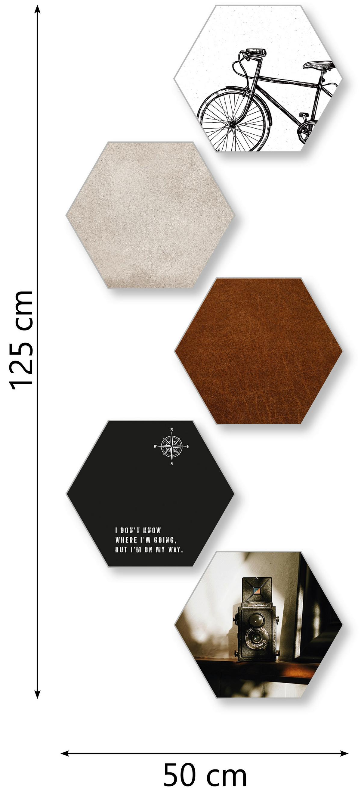 Képszett Hexagon - barna/fekete, műanyag (30/25cm) - Modern Living