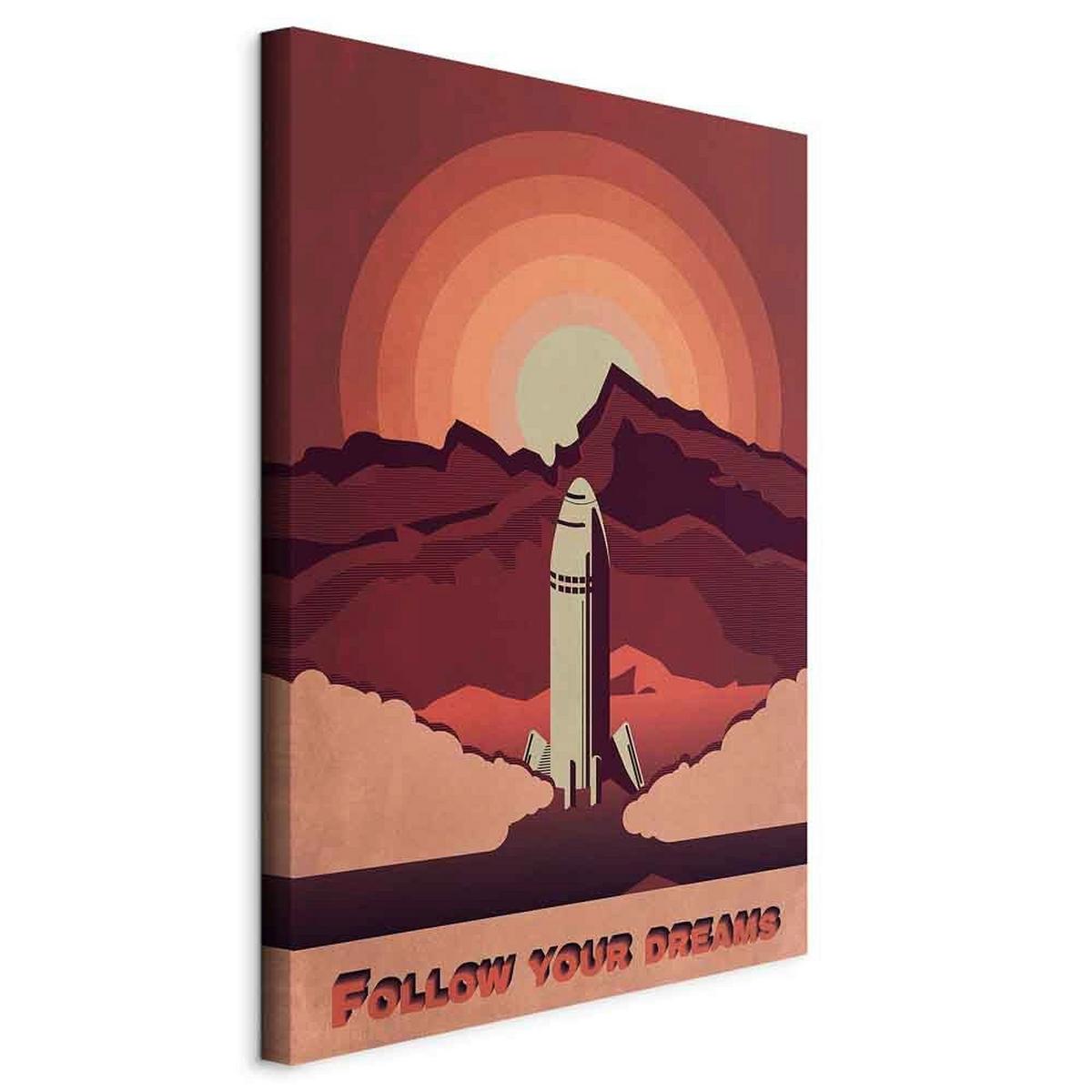 Slika Na Platnu Space Flight - rdeča/temno oranžna, Basics, tekstil/les (60/90/1.2cm) - artgeist