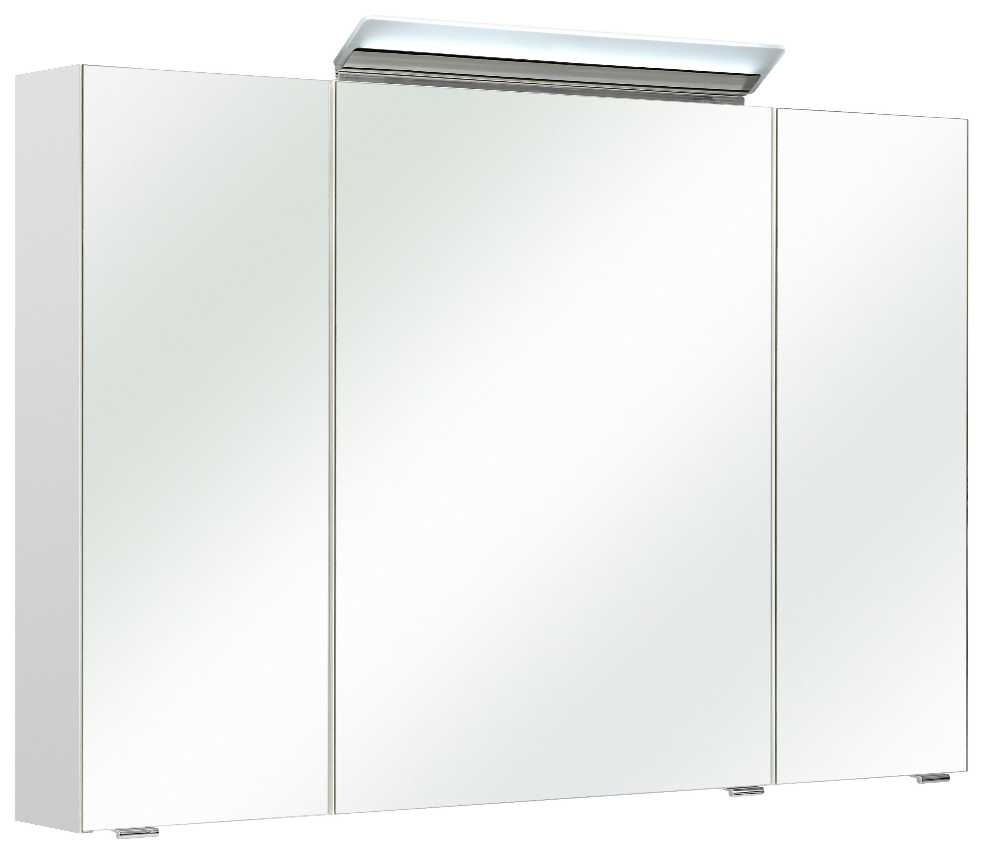 Tükrös Szekrény Filo Weiss - krómszínű/fehér, Modern, faalapú anyag/Üveg (105/70/16cm)