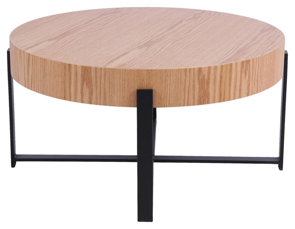 Klubska Miza Lima, Barva Hrasta - črna/barve hrasta, Moderno, kovina/leseni material (80/42/80cm)