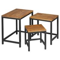 Set Mizic Akola - črna/barve indijskega rožnega lesa, Design, kovina/les (30/45/45cm) - MID.YOU