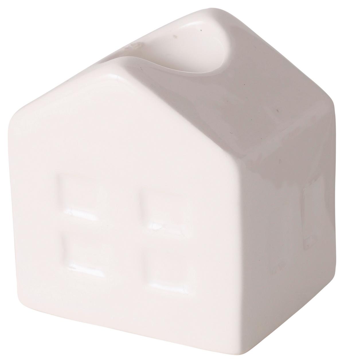 Stabkerzenhalter Tizio I in Weiss - Weiss, Basics, Keramik (6/7/5cm) - Modern Living