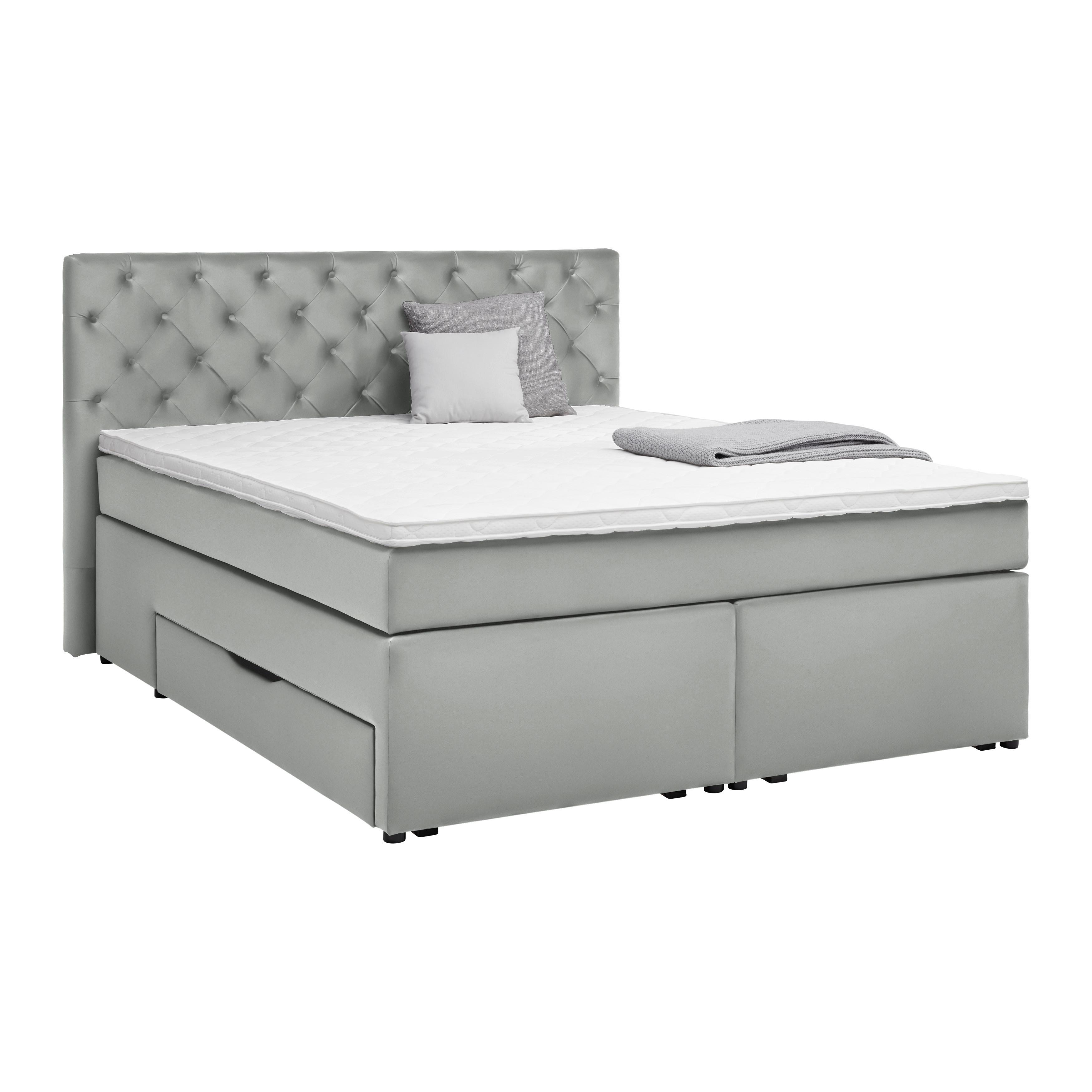 Boxspringbett Chester Grün ca. 160x200cm - Schwarz/Grün, Holzwerkstoff/Kunststoff (160/200cm) - Mömax