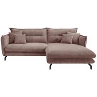 Wohnlandschaft Lava Rosa Cord - Schwarz/Rosa, MODERN, Textil/Metall (255/180cm) - Livetastic