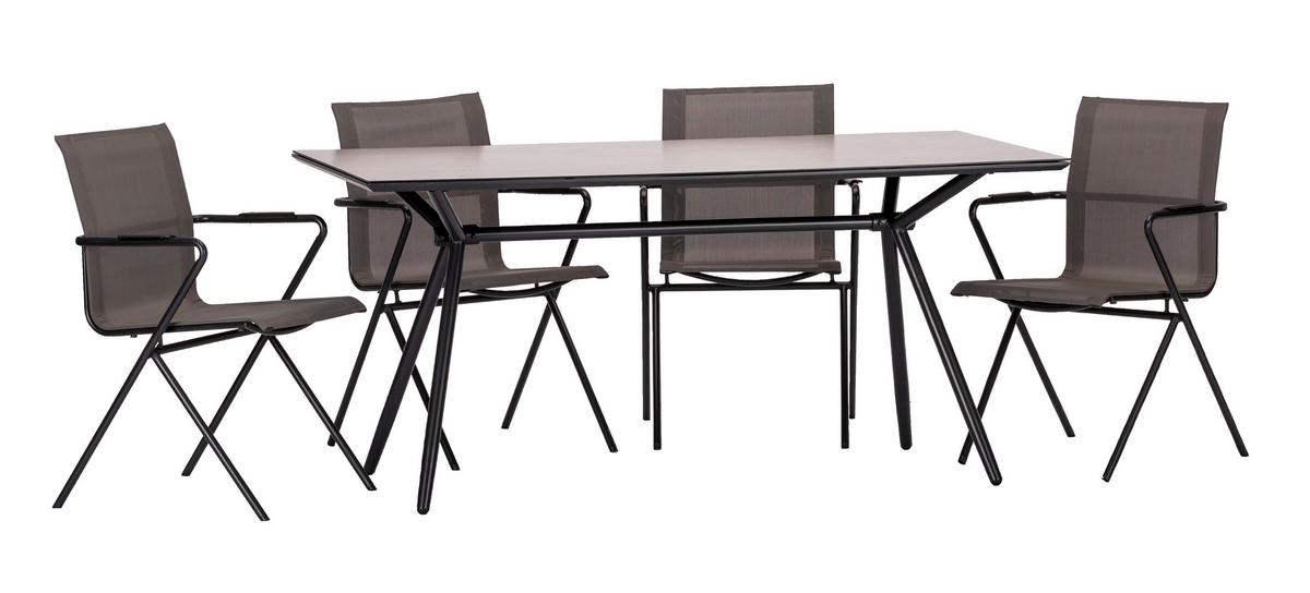 Vrtna Garnitura Alpha Tex, 5-Delni Set - rjavosiva/črna, Basics, kovina/umetna masa (80/75/160cm) - Acamp