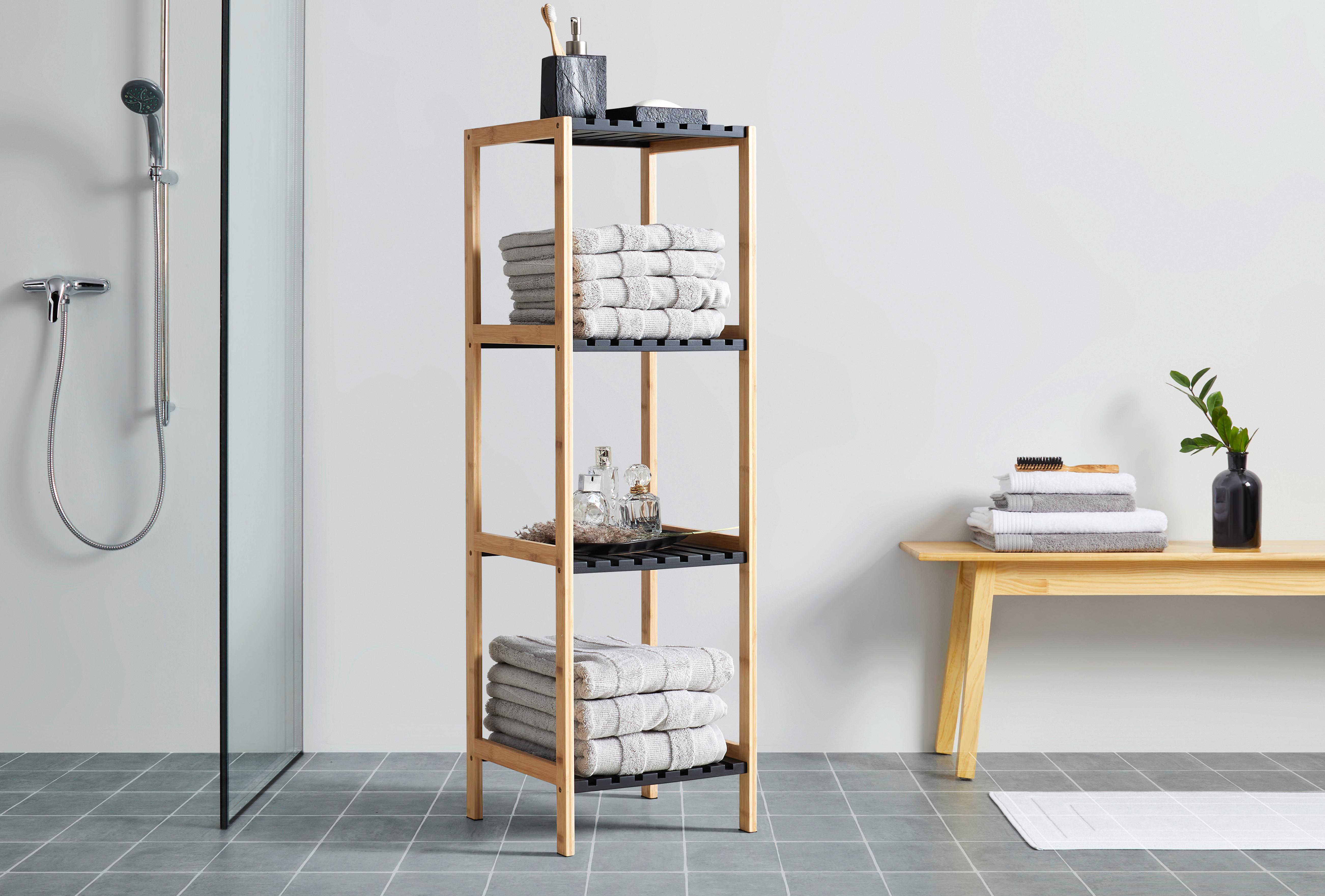 HYLLA ELSA -EXKLUSIV- - svart/naturfärgad, Modern, trämaterial/naturmaterial (34/110/33cm) - Mömax