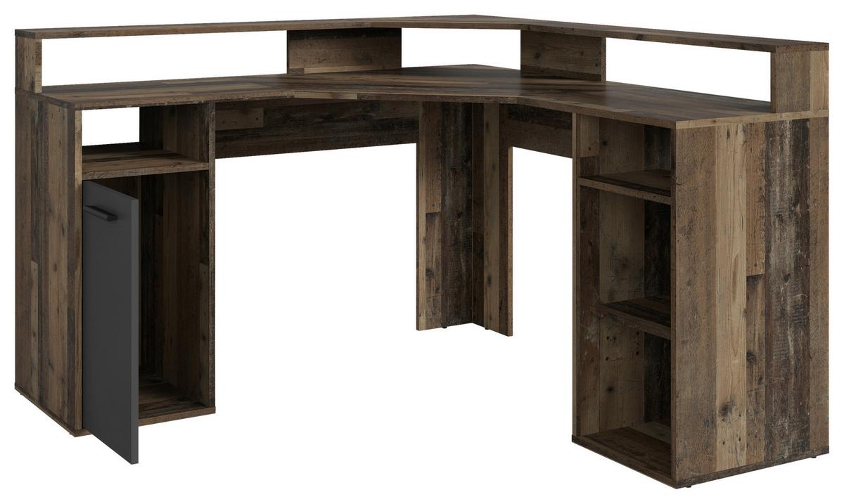 Eckschreibtisch ''Fox'', Anthrazit/Alteiche - Alteiche/Anthrazit, KONVENTIONELL, Holzwerkstoff/Kunststoff (139/139/90cm) - MID.YOU