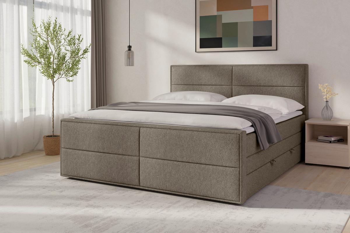Boxspringbett Palermo ca. 180x200 cm Naturfarben - Beige, MODERN, Holz/Holzwerkstoff (180/200cm) - MID.YOU