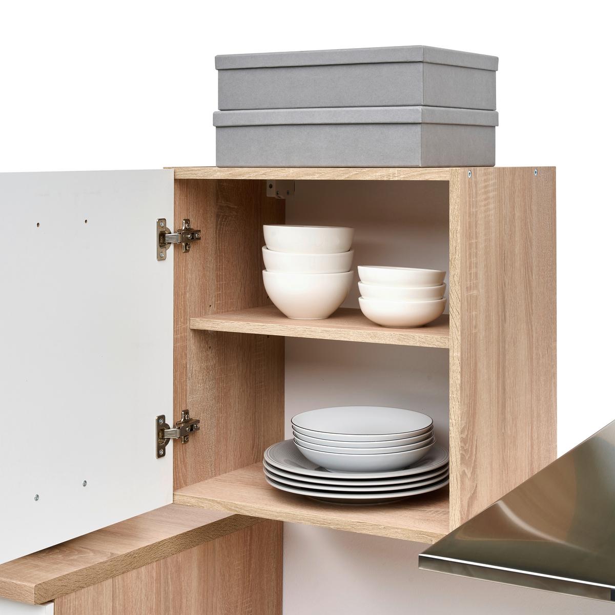 Küchenblock Economy mit Geräte Weiß/Eiche ca. B: 270 cm - Eichefarben/Weiß, Basics, Holzwerkstoff (270cm) - Respekta