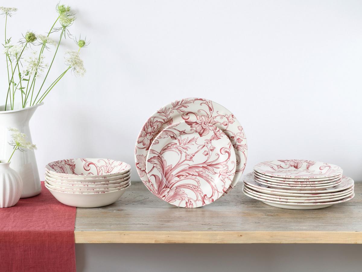 Kombiservice Venecia Weiß/Altrosa, 18-teilig - Altrosa/Weiß, Basics, Keramik (31/30/32cm) - Creatable