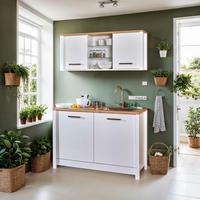 Miniküchen Bundle 1-Sorba o. Geräte B: ca. 130cm Weiß - Silberfarben/Weiß, MODERN, Glas/Holzwerkstoff (130cm) - home24