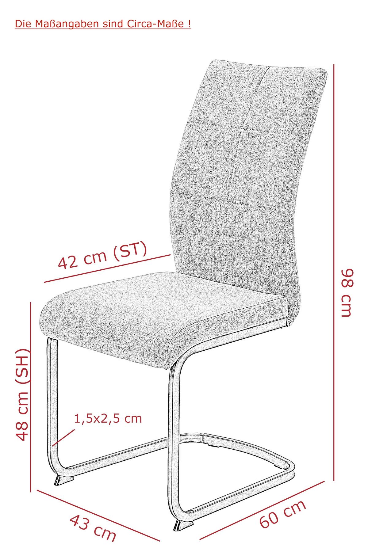 SCHWINGSTUHL-SET TURIN S 4ER-SET - Schlammfarben/Schwarz, MODERN, Textil/Metall (43/98/60cm) - MID.YOU