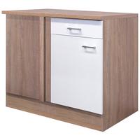 Kotna Spodnja Omarica Samoa, Bela, Barva Hrasta - bela/barve aluminija, Konvencionalno, umetna masa/leseni material (110/85/57cm)