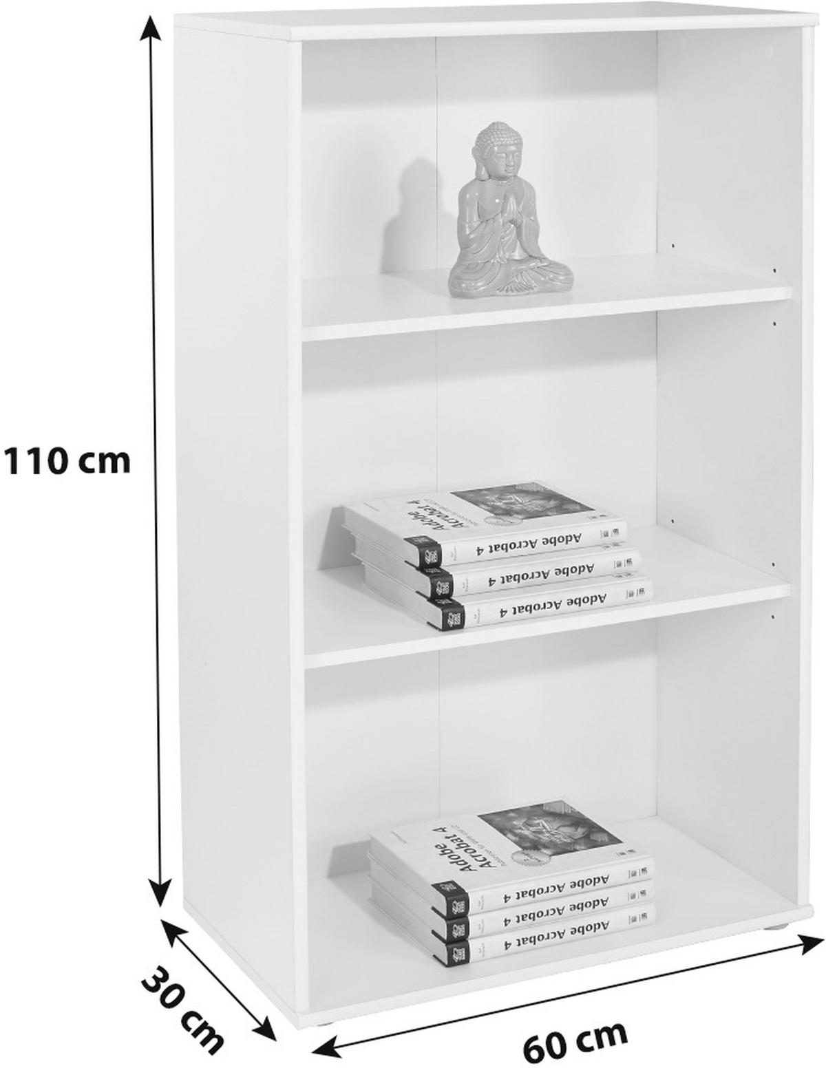 Polc Fehér 2 Polclappal Josef - fehér, Modern, faalapú anyag (60/110/30cm)