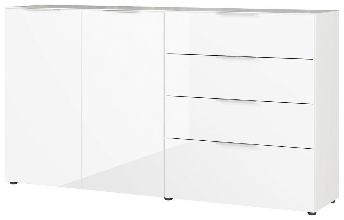 KOMODA SZEROKA OAKLAND - biały/czarny, Modern, materiał drewnopochodny/tworzywo sztuczne (184/102/42cm) - Premium Living
