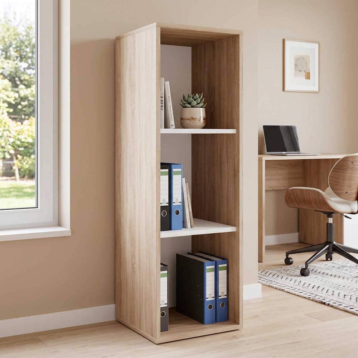Aktenschrank Lona Sonoma Eiche, 3-fach - Weiß/Sonoma Eiche, MODERN, Holzwerkstoff (35/110/37cm) - P & B