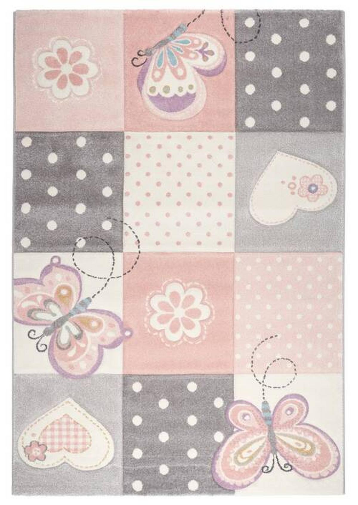 Kinderteppich Butterfly 2 in Rosa ca. 160x230cm - Rosa, Romantik / Landhaus, Textil (160/230cm) - Mömax