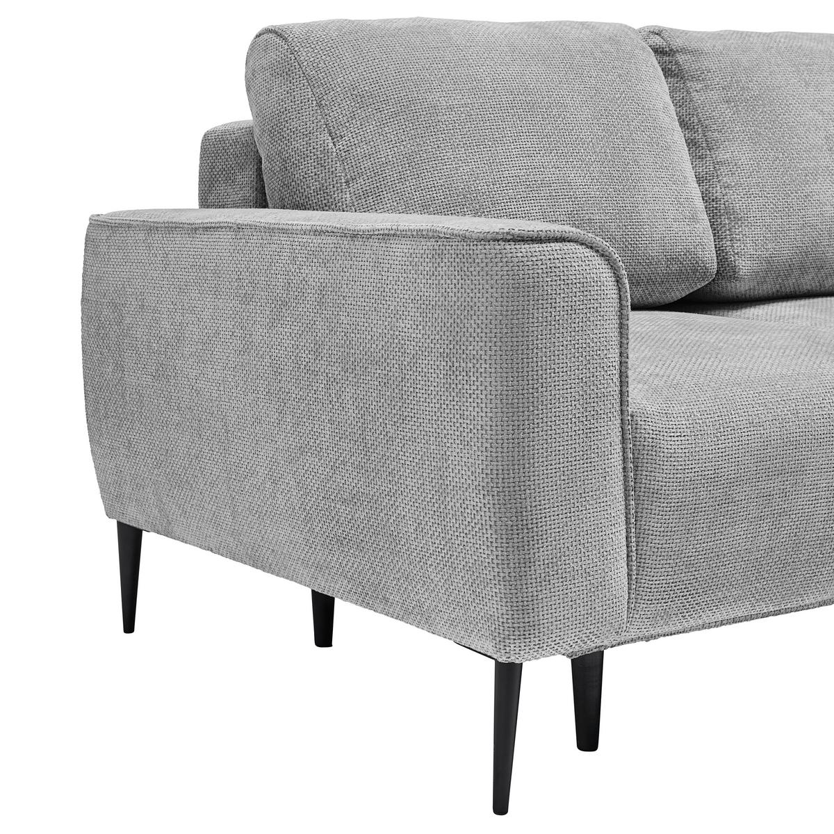 Ecksofa Custom Silberfarben - Hellgrau/Schwarz, MODERN, Textil/Metall (255/164cm) - Mömax