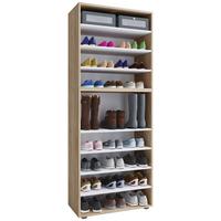 Schuhregal Lona XXL ca.70x183x37cm Eiche Dekor - Schwarz/Sonoma Eiche, KONVENTIONELL, Holzwerkstoff/Kunststoff (70/183/37cm) - MID.YOU