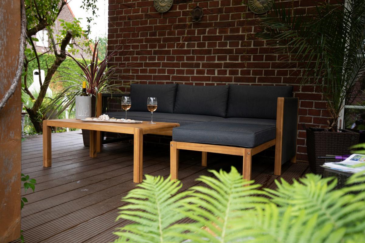 Lounge Garnitura Malaga, Akacija, Siva - barva tikovine/siva, Basics, tekstil/les (198/132cm) - Acamp
