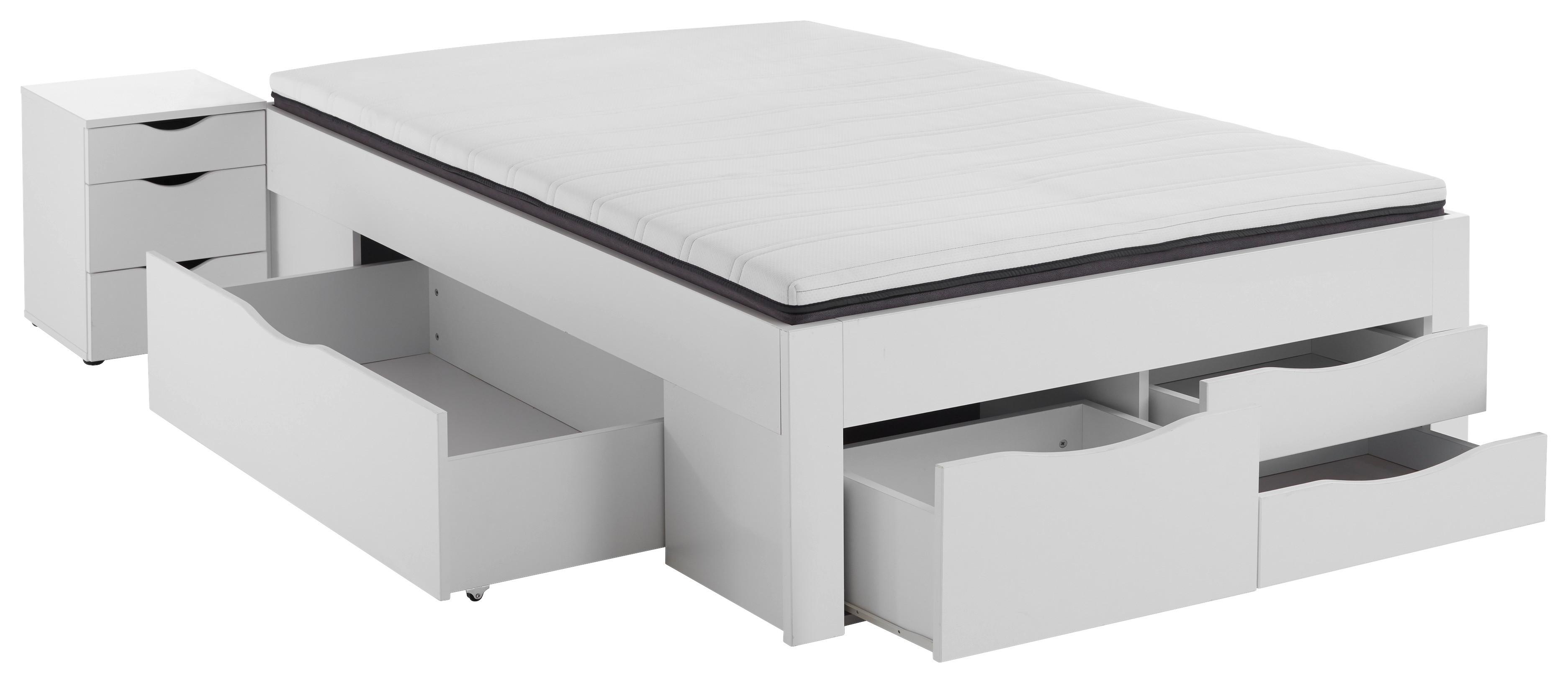 LIT DE RANGEMENT NOAH - blanc, KONVENTIONELL, matériau en bois (140/200cm) - Mömax
