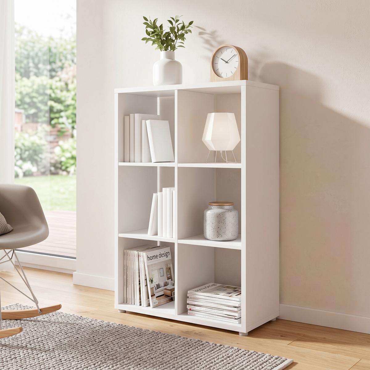 Standregal Nizza Typ 11 Weiß - Silberfarben/Weiß, MODERN, Holzwerkstoff/Kunststoff (72/108,5/33cm) - MID.YOU