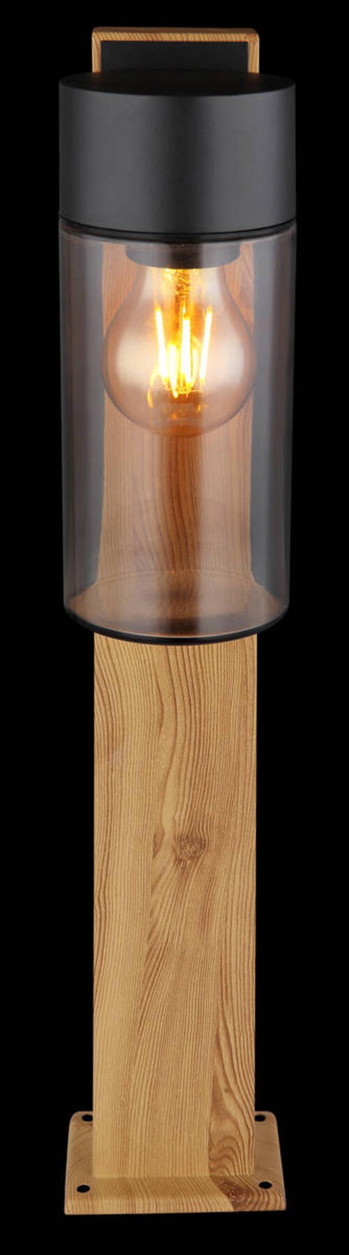 Außenleuchte Etsi Schwarz matt max. 40 Watt - Schwarz, Natur, Glas/Metall (9/14,5/50cm) - Globo