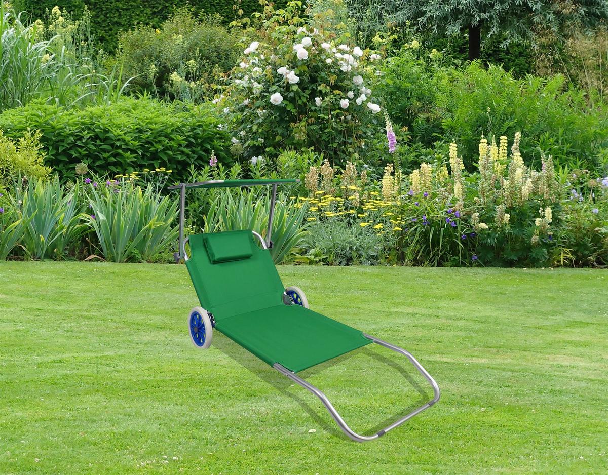 Vrtni Ležalnik Bindox, Zelena - zelena, Basics, kovina/tekstil (165/16/65cm) - Gardenson