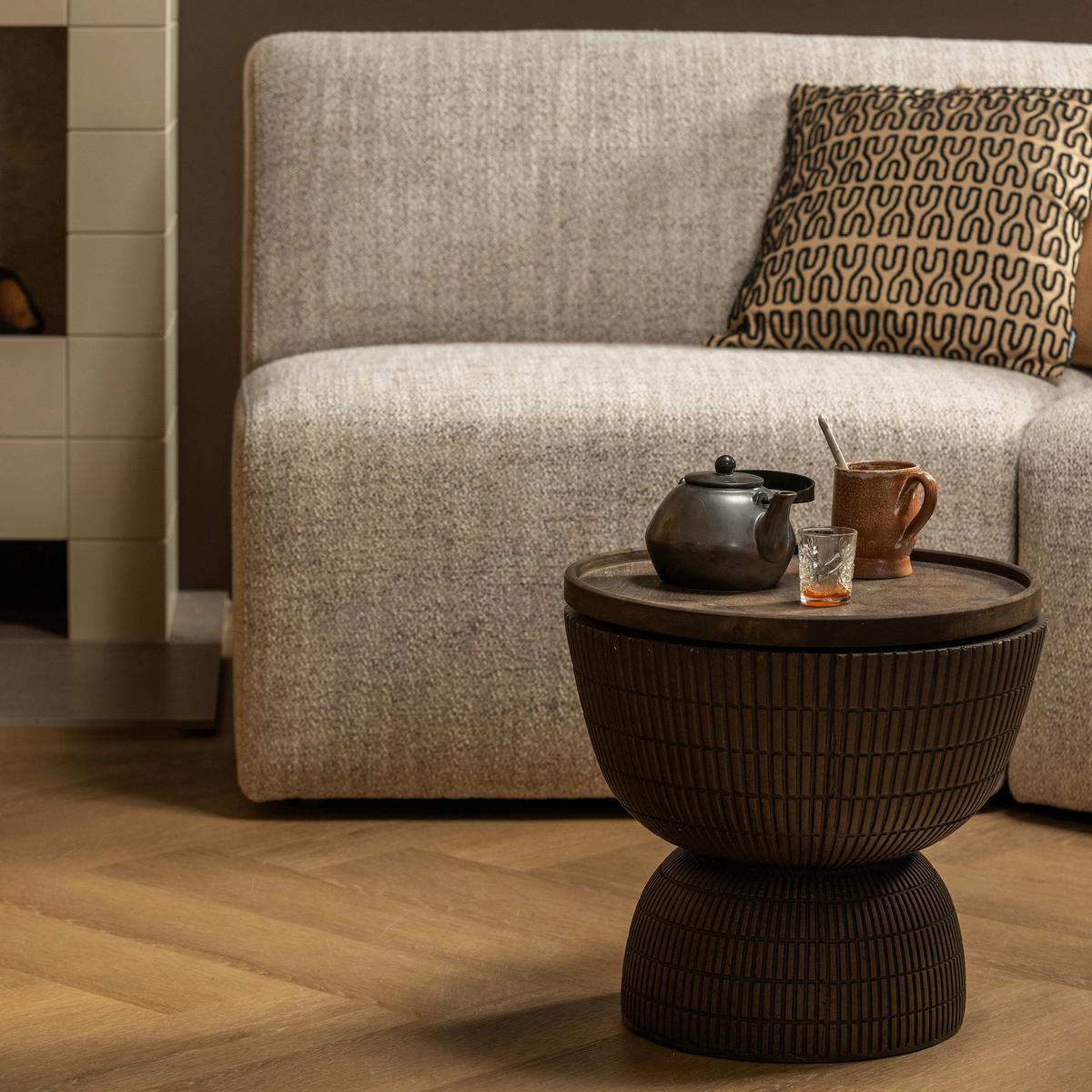 Couchtisch Samson Dunkelbraun D: 40 cm - Dunkelbraun/Braun, Design, Kunststoff (40/40/35cm) - Livetastic