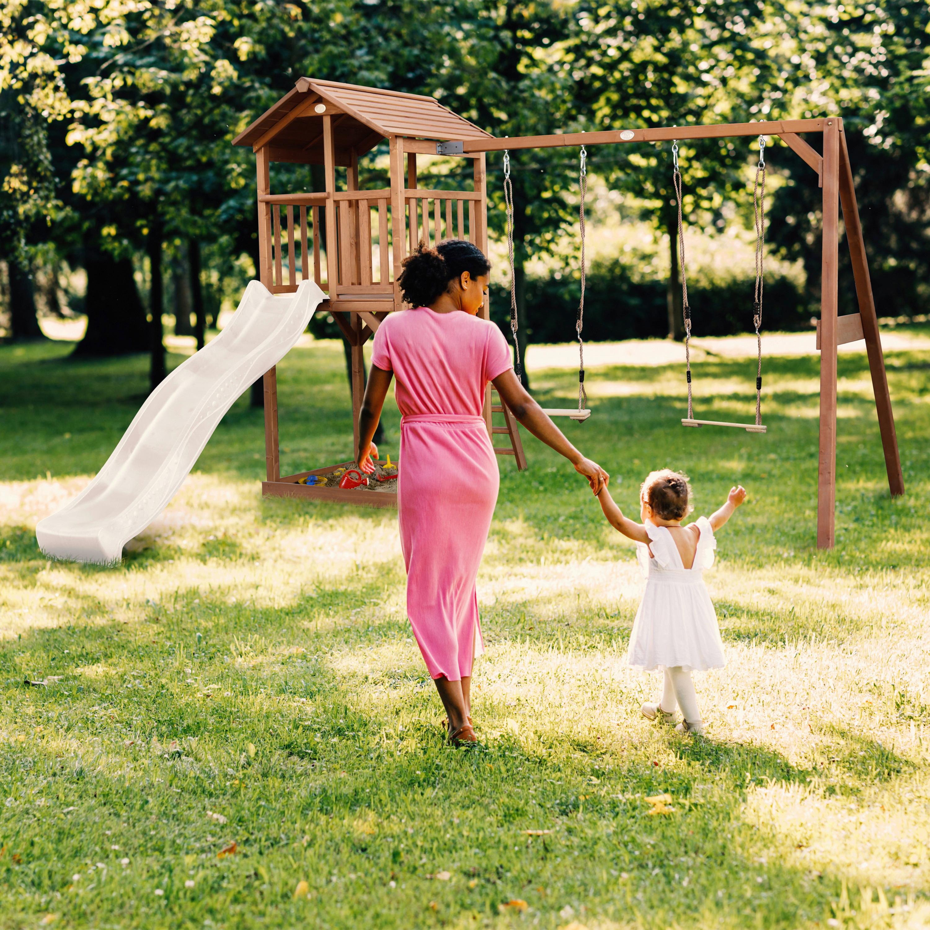 SPIELTURM A025.122.90 - Braun/Weiß, KONVENTIONELL, Holz/Kunststoff (356,6/241,9/349cm) - Ambia Garden