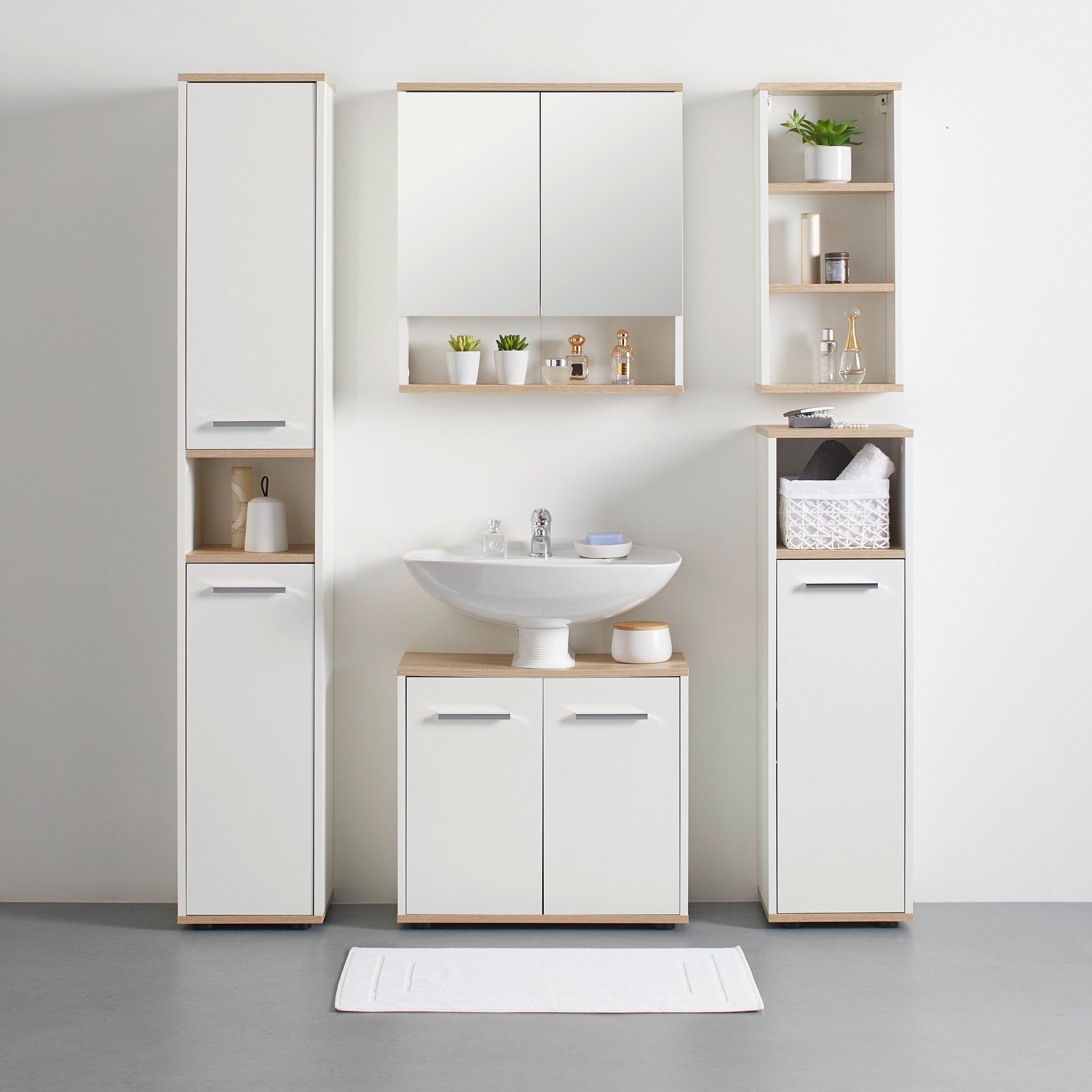 Spiegelschrank Yasmin ca. 60x65 cm Weiß - Weiß, Basics, Glas/Holzwerkstoff (60/65/13,9cm) - MID.YOU