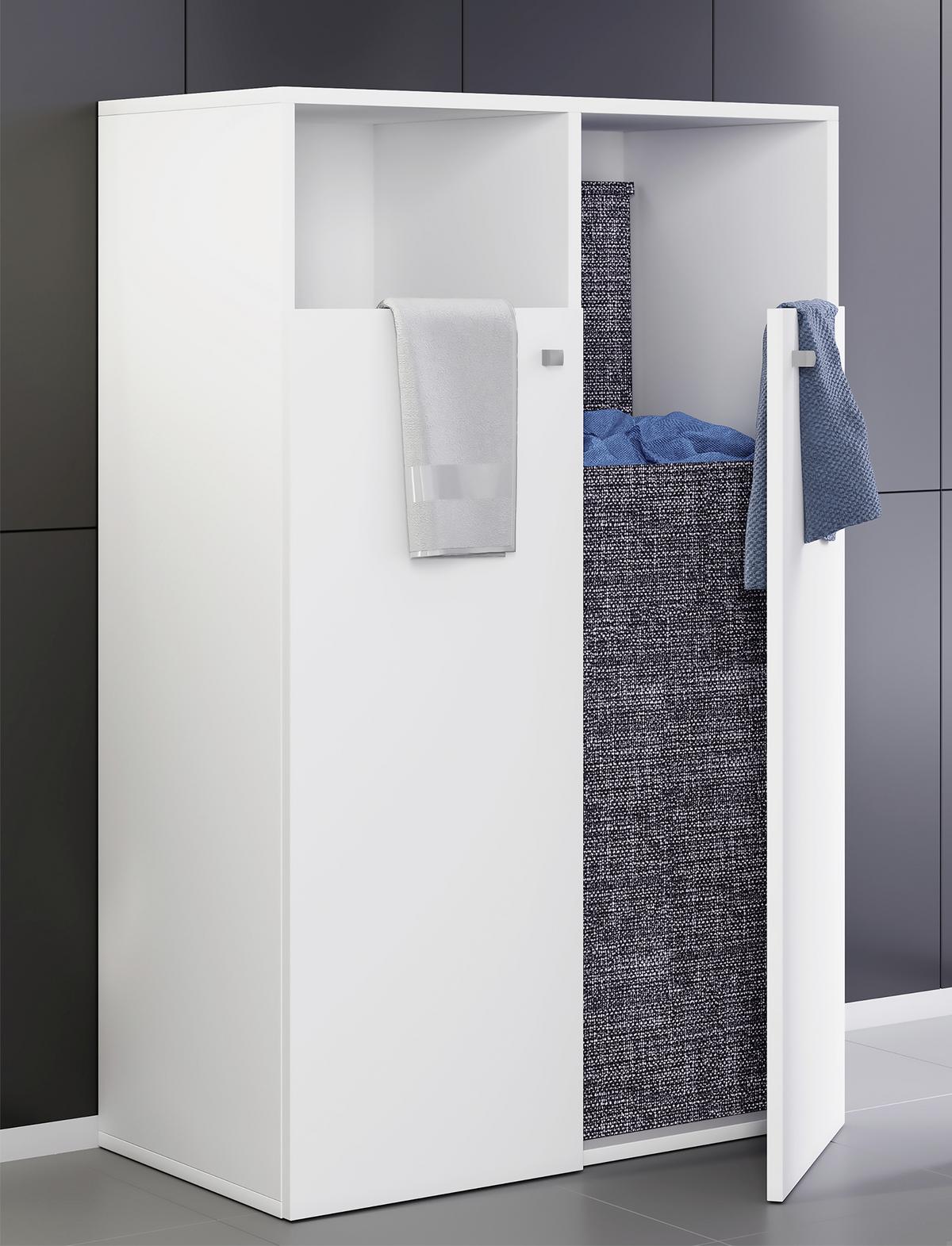Srednje Visoka Omara Klidas Xl, Bela - siva/bela, Moderno, umetna masa/leseni material (80/110/39cm) - MID.YOU