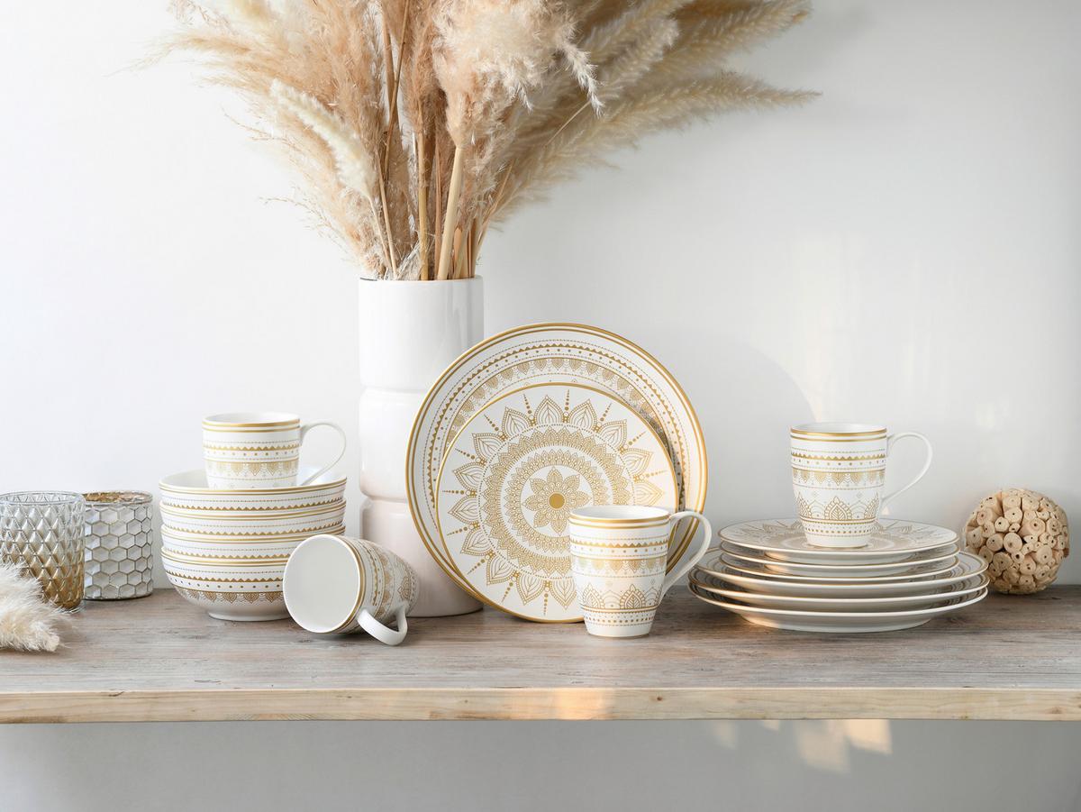 Kombinirani Servis Mandala, 16-Delni - zlate barve/bela, keramika - Creatable