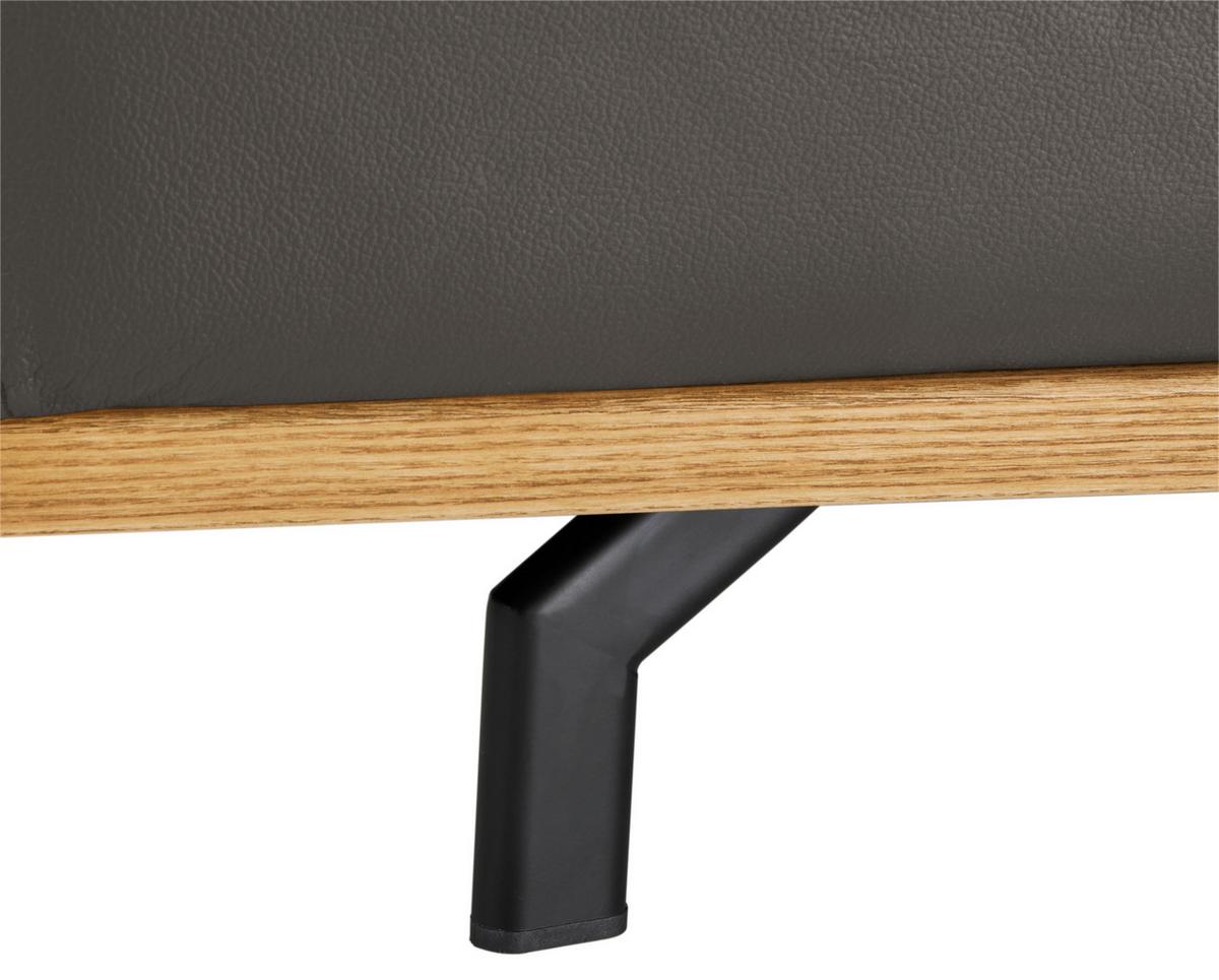 Wohnlandschaft Carmen rechts Graublau - Graublau/Schwarz, MODERN, Leder/Holz (292/72/226cm) - Premium Living