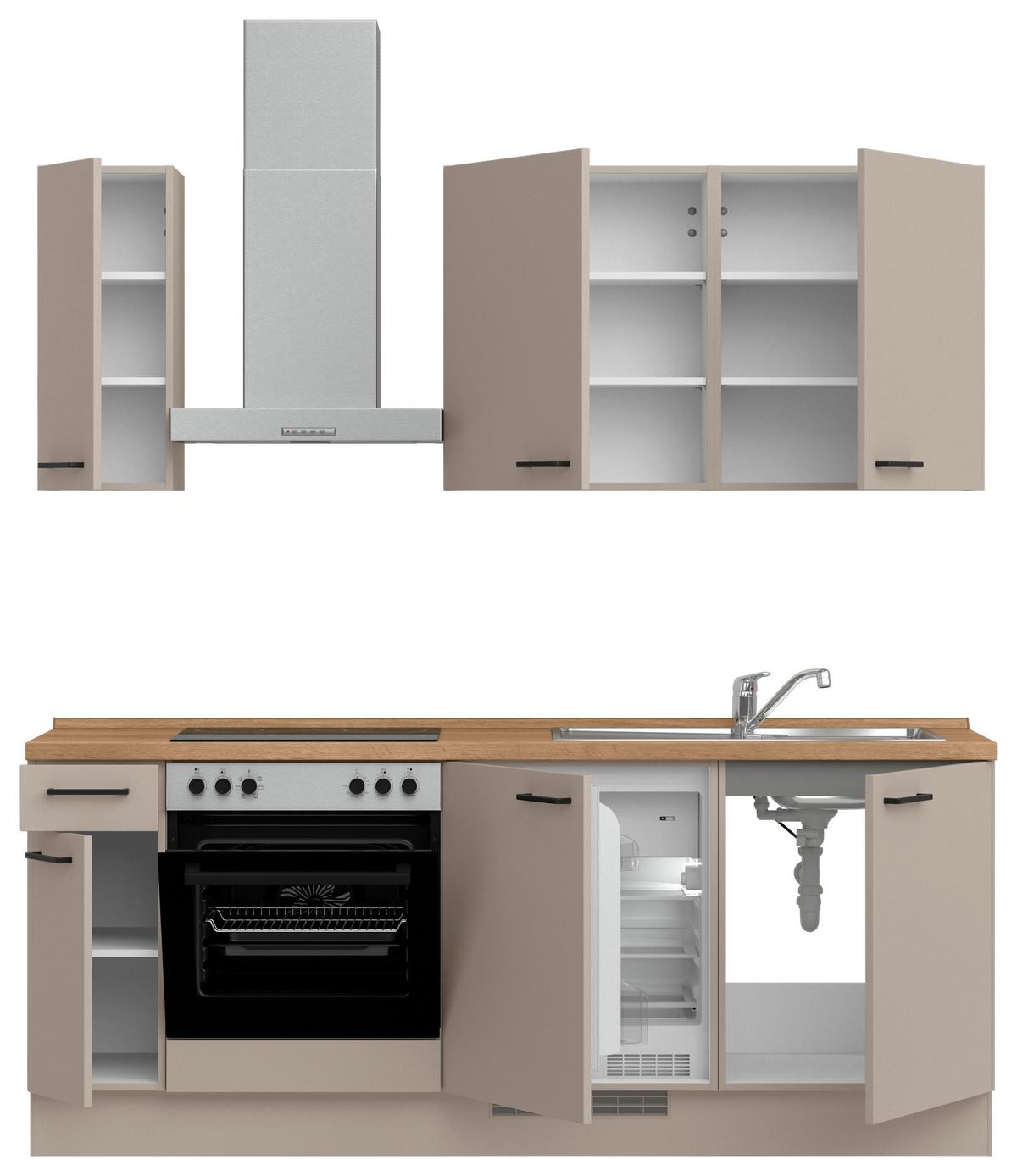 Küchenleerblock Easytouch Low o. Geräte Sandfarben - Sandfarben/Eichefarben, MODERN, Holzwerkstoff/Metall (210cm) - Nobilia