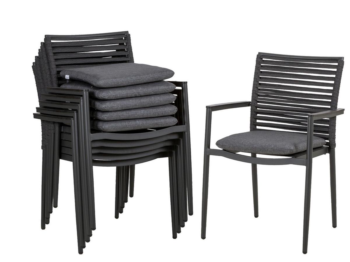 Vrtni Stol New Jersey, 6-Delni Set, Antracit - temno siva/antracit, Basics, kovina/umetna masa (61/57/86cm) - Acamp