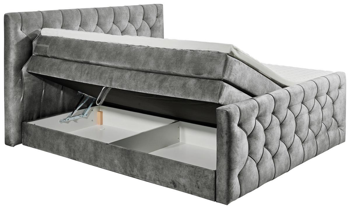 Boxspringbett Cashfield 8 ca. 180x200 cm Grau - Grau, MODERN, Holzwerkstoff/Kunststoff (180/200cm) - MID.YOU